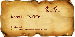 Kossik Iván névjegykártya